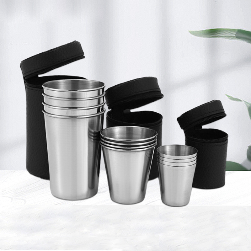 Whisky Beer And Wine - 4-delige outdoor praktische reisbeker set van